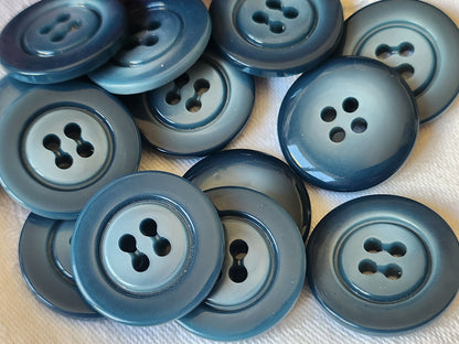Lot 6 gros boutons vintage bleu lumineux  à trous 2,4 cm ref  3023