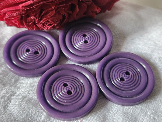Lot 4 boutons vintage violet spirale à trous 2,8 cm ref 5574