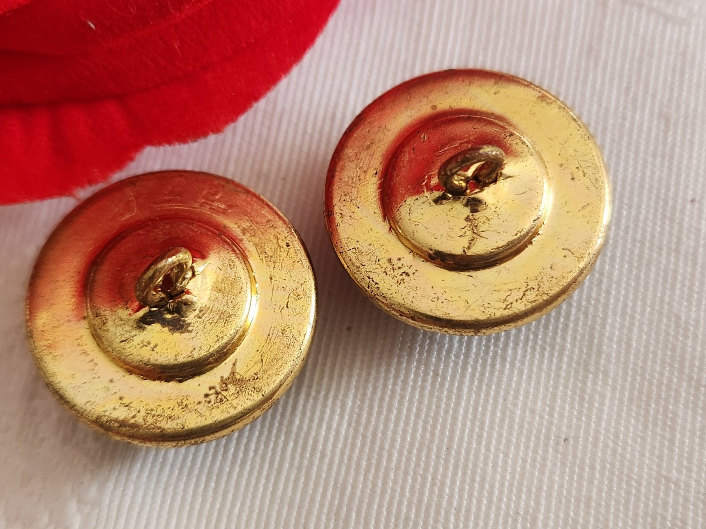 Collection duo boutons anciens effet mosaïque  métal 1,8 cm bleu 18 mm  G12I