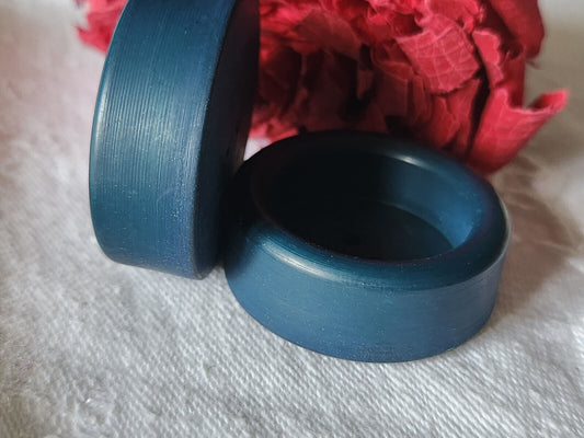 Duo gros boutons vintage bleu  gris mat trous bord  3,3 cm ref 3397