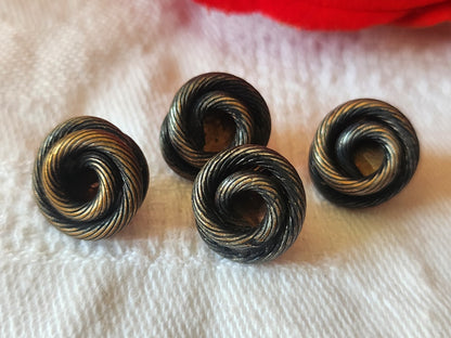 Lot 4 mini boutons anciens en metal tel que ou a perlé 1,1 cm G4M
