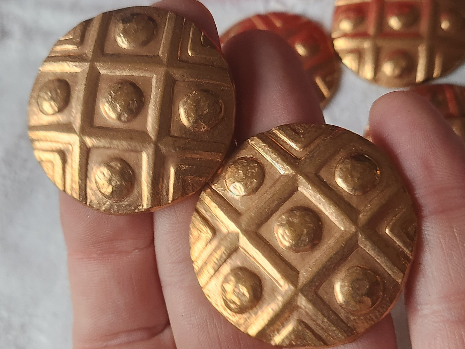 lot 10 gros ornements anciens en cuivre style cabochon pendant année 50 ref 3424