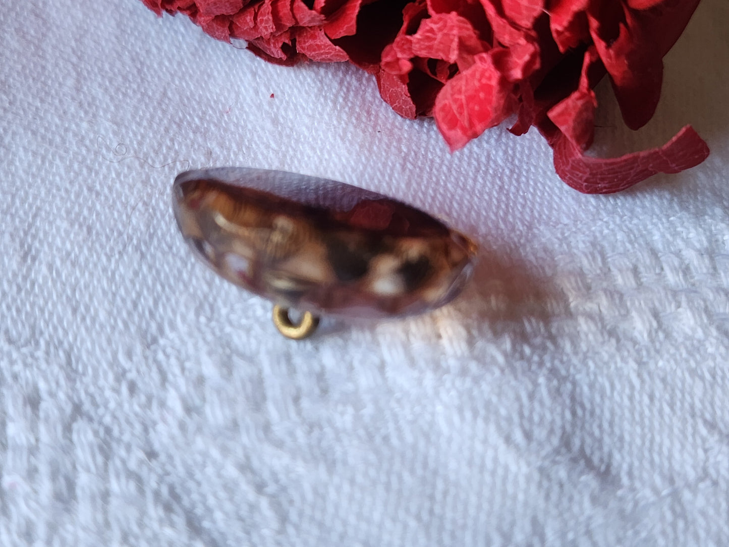 Collection  bouton vintage effet strass pied marron 1,8 sur 2,4 cm D17C