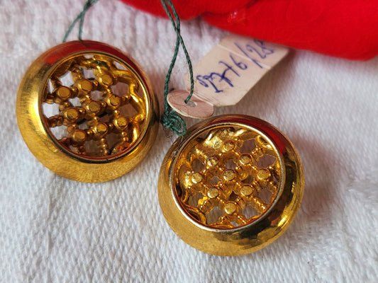 Duo boutons vintage en métal doré pied 1,8  cm G17c
