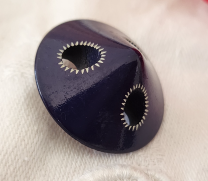 Bouton ancien bleu ajouré pied laiton gros 2,8 cm ref 5965