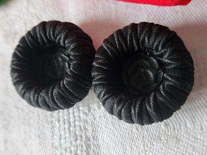 Duo boutons vintage en  passementerie noir vintage résine 2,5  cm D6J