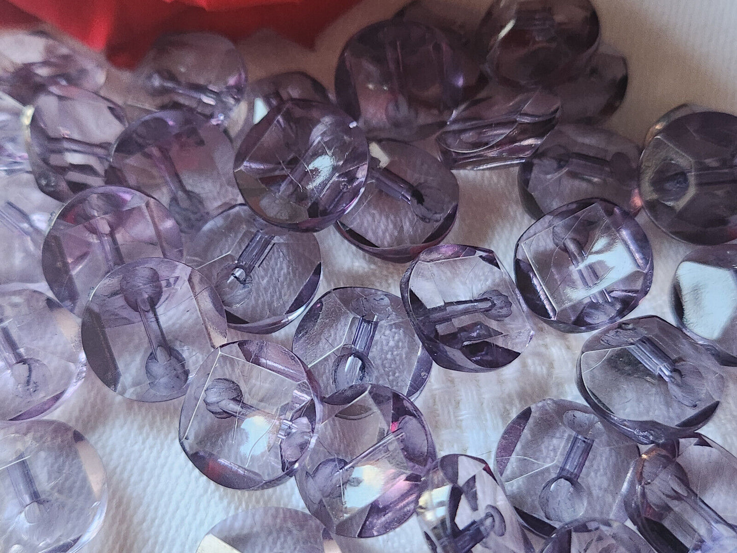 Lot 18 boutons vintage violet effet strass pied plastique 1,3 cm ref  1992