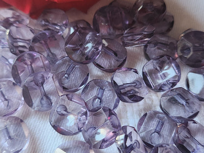 Lot 18 boutons vintage violet effet strass pied plastique 1,3 cm ref  1992