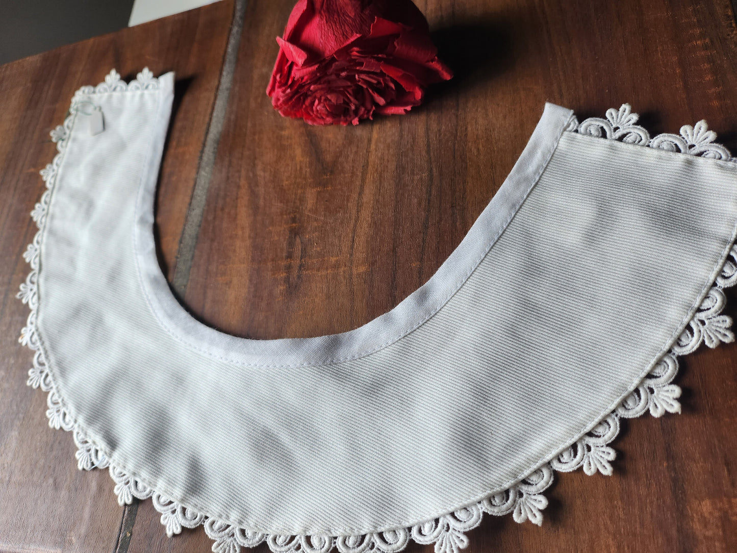 Ancien col motif  dentelle tissu tramé vintage B1-8