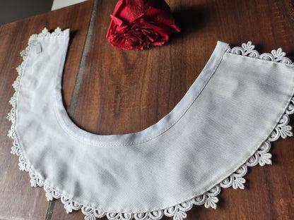 Ancien col motif  dentelle tissu tramé vintage B1-8