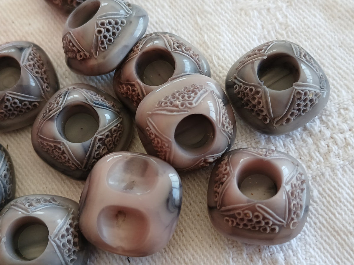 Lot 10 boutons vintage gris rose original 1,5 cm pied 15 mm ref 6490