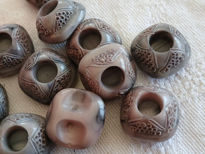 Lot 10 boutons vintage gris rose original 1,5 cm pied 15 mm ref 6490
