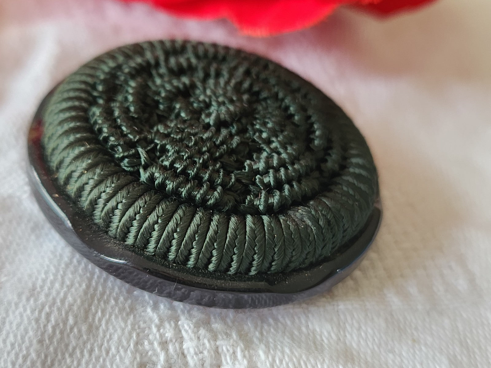 collection énorme bouton vintage vert passementerie pied plat 4 cm ref 5992