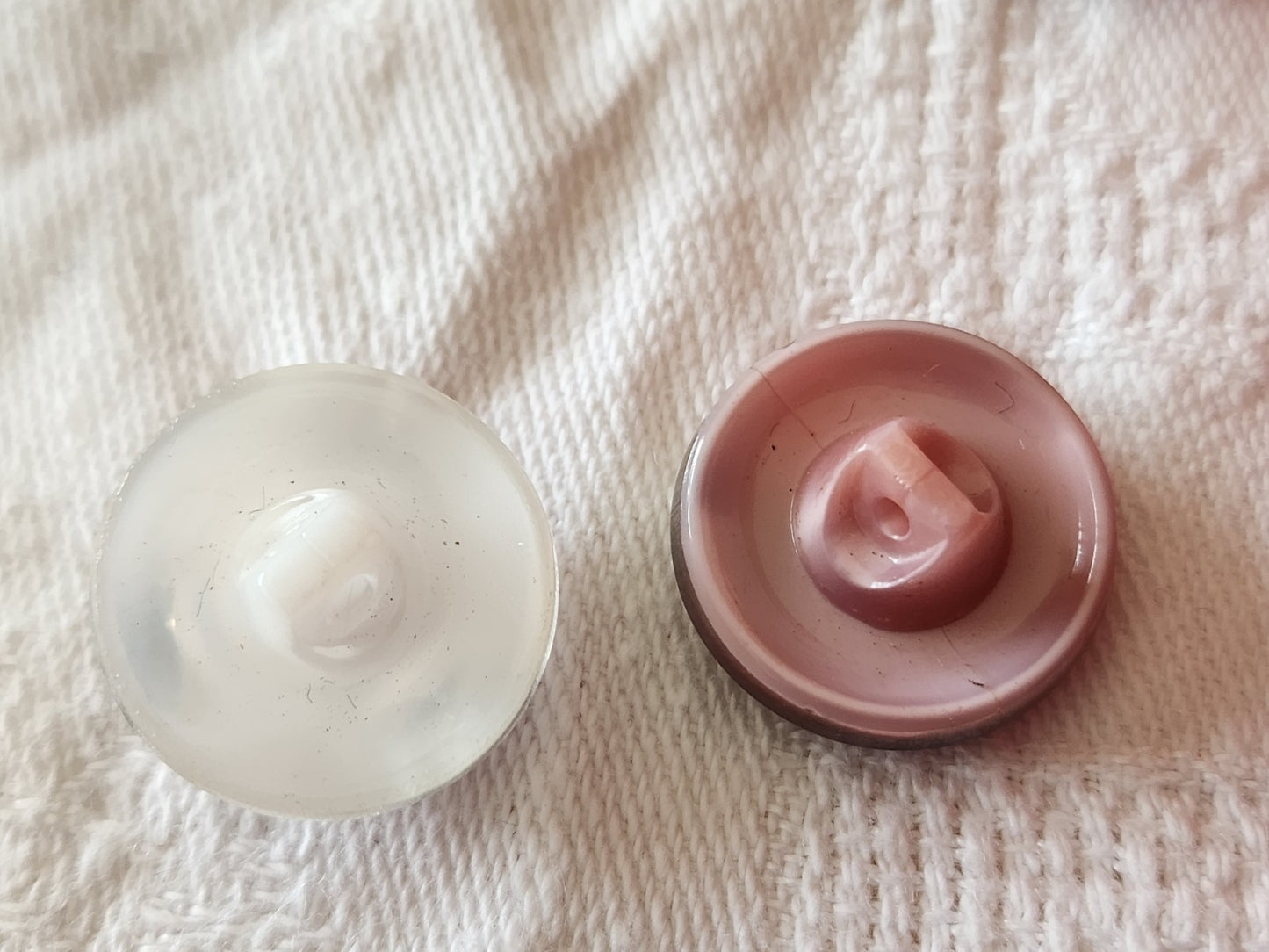 Duo boutons en verre Vintage argenté rose blanc 1,7 cm G2Q
