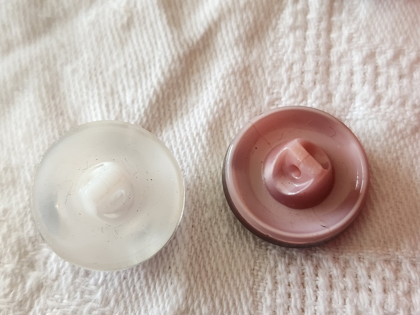 Duo boutons en verre Vintage argenté rose blanc 1,7 cm G2Q