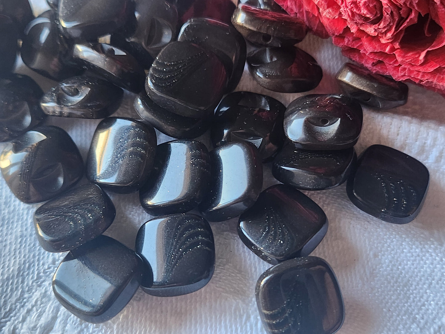 Lot 12 boutons vintage marron scintillant carré petits  à pied 1,3 cm ref 3739