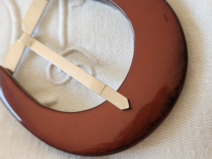 Très grosse boucle de ceinture vintage superbe marron  foncé