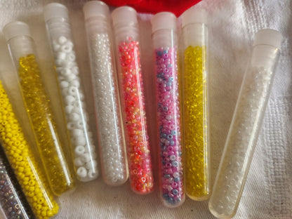 Lot 9 tubes de perles de rocailles tube ronde colore création bijoux loisir T1