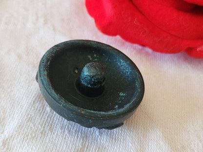 Collection gros bouton vintage perlé bleu à pied 3 cm G2N