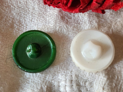 Duo boutons anciens en verre motif coloré  1,8 cm G15B