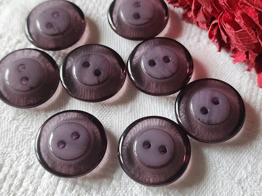 Lot 8 boutons vintage violet bord transparent 2 cm ref 1223