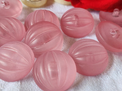 Lot 6 gros boutons vintage rose bord mat bombé pied 2,3 cm ref 2052