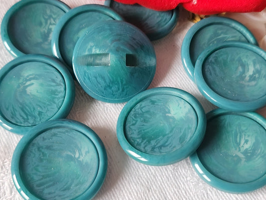 Lot 5 boutons vintage bleu veiné pied 2;5 cm gros ref 1463