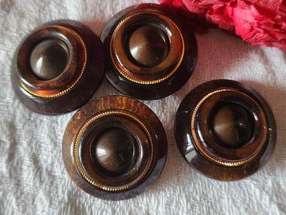 Lot 4 beaux boutons vintage marron  relief pied gros  2,5 cm ref 2228