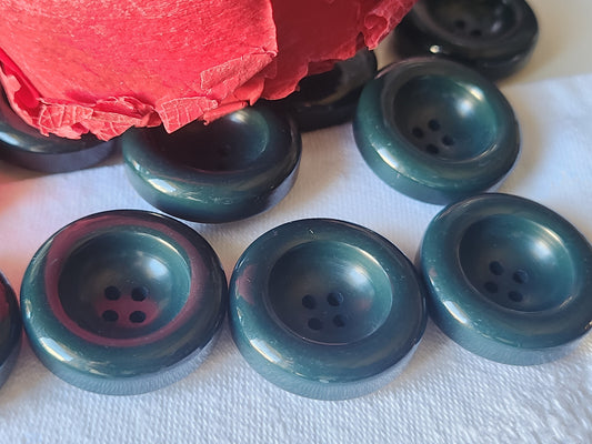 Lot  6 gros boutons vintage vert épais lourd trous 2,7 cm ref 2514