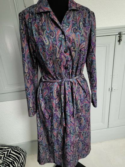 Pur vintage robe ancienne motif cachemire violet taille 42/44 ? B5