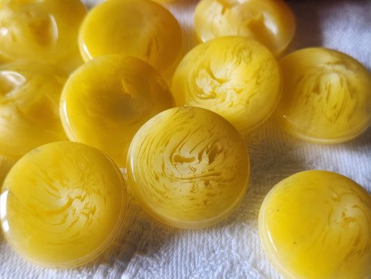 Lot 6 boutons vintage vague camaieu jaune transparent  pied 2,2 cm ref 3367