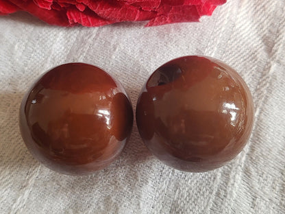 Duo boutons vintage marron boule gros volume 1,9  cm ref 1712