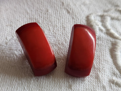 Collection duo boutons anciens art deco bicolore rouge laiton 0,7 sur 1,7 cm G7A