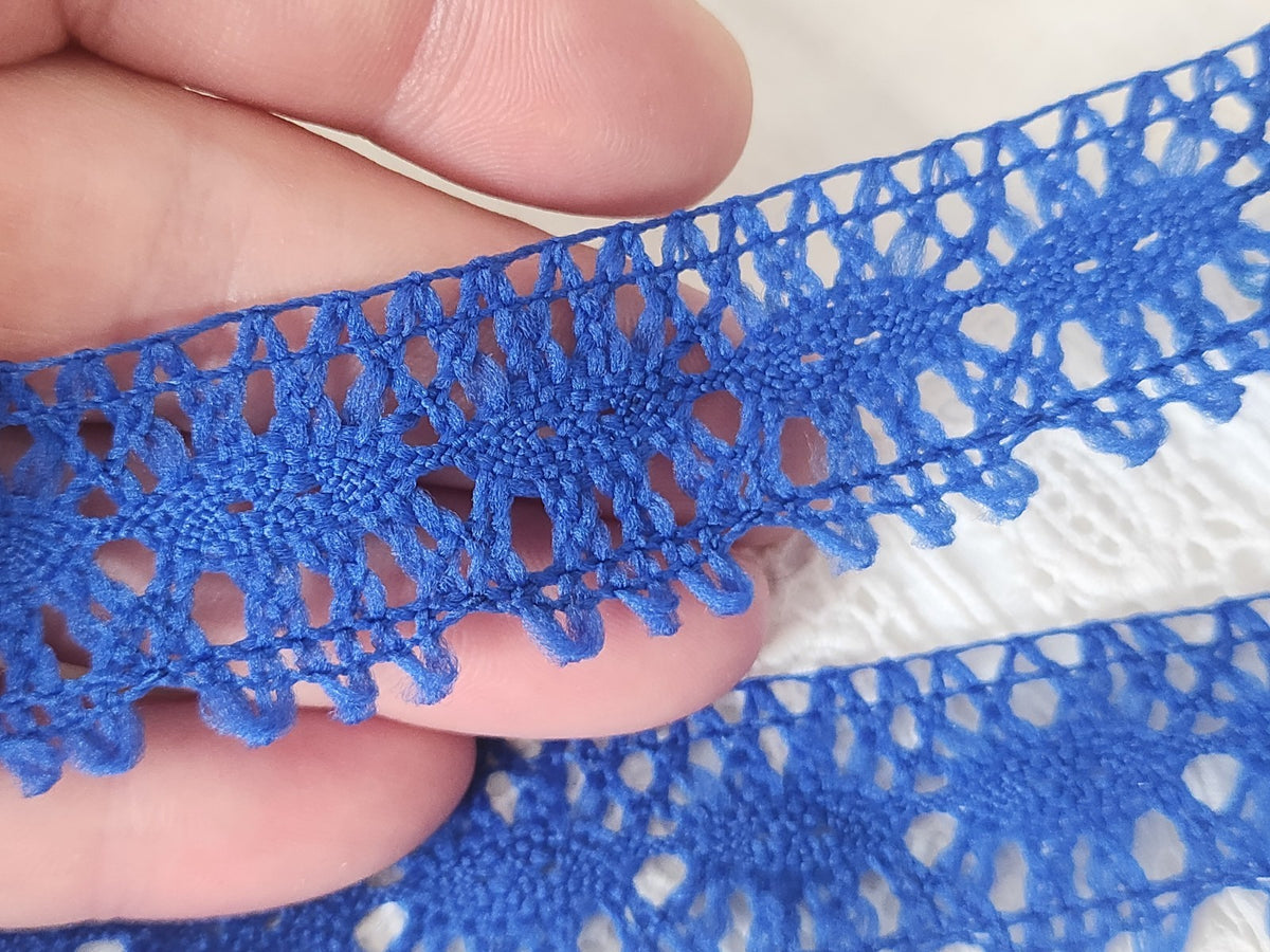 Dentelle vintage bleu large 3 mètres sur 2,5 cm A3