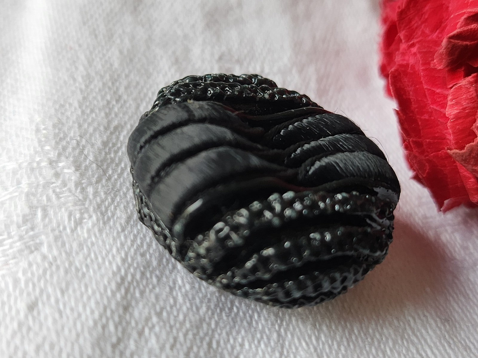 gros bouton vintage résine et passementerie noir 2,7 cm G13Q