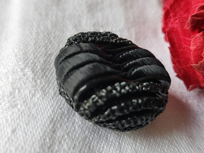 gros bouton vintage résine et passementerie noir 2,7 cm G13Q