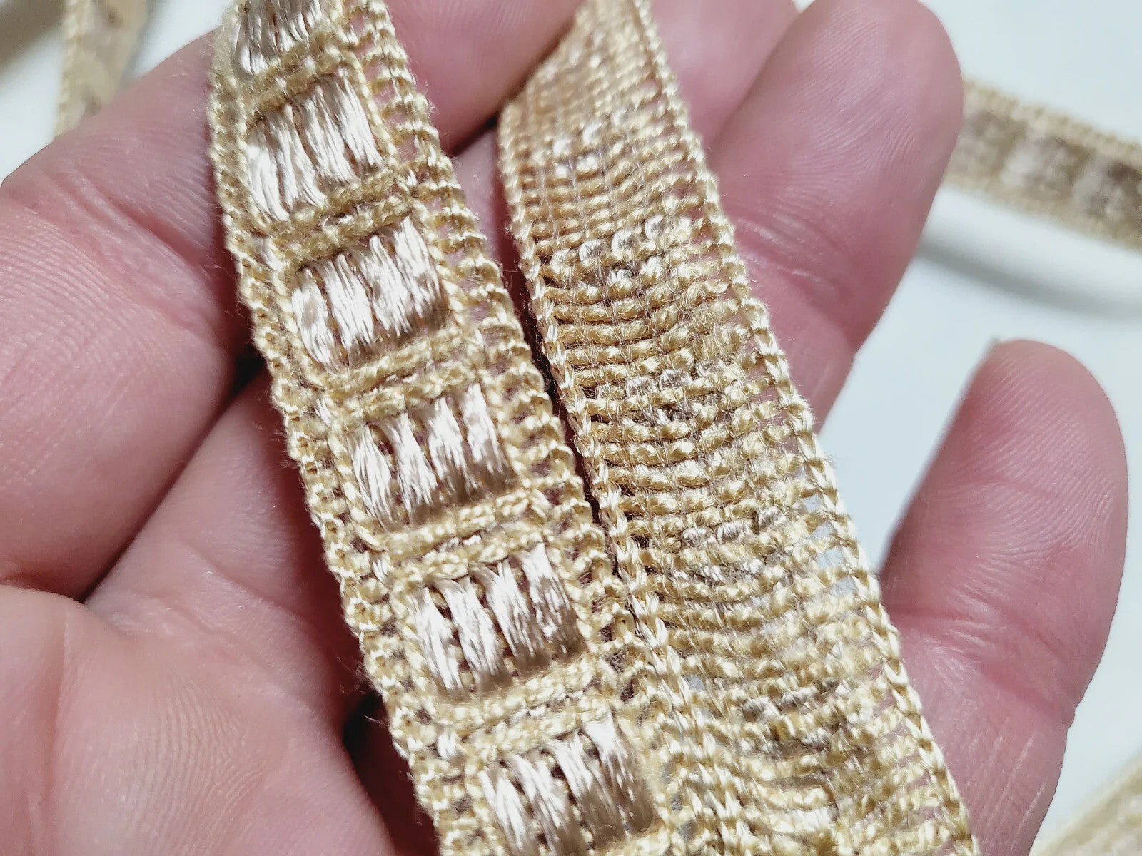 Galon vintage écru ancien lumineux beige 3 mètre sur 1,4 cm A2