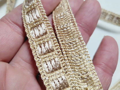 Galon vintage écru ancien lumineux beige 3 mètre sur 1,4 cm A2