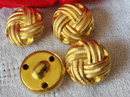 Lot 4 boutons vintage en metal doré bombé leger 1,8 cm ref 6082