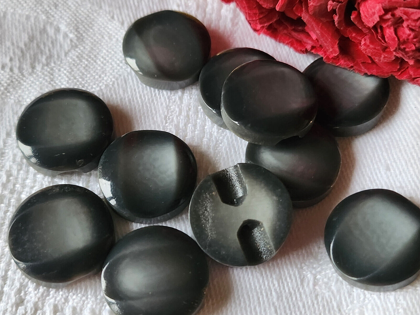 Lot 11  boutons vintage gris noir camaieu pied plat 1,8 cm ref 1019