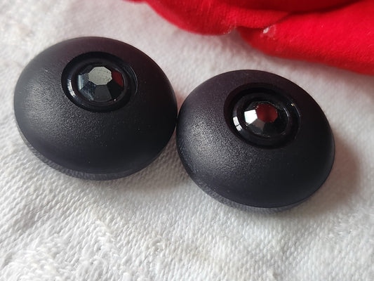 Duo boutons vintage parurier collection resine strass verre 2,2 cm D6Q