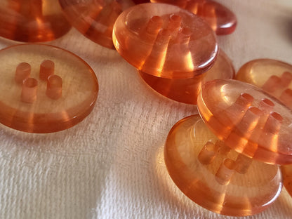 Lot 5 gros boutons vintage orange transparent épais superbe   2,5 cm ref 6064