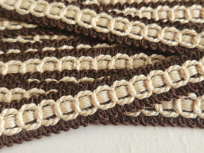 Galon vintage beige marron sur plaque 6 m 70 sur 1,8 cm A5