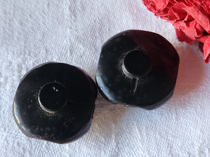 Duo gros boutons vintage résine marron 2,5 cm pied D9K
