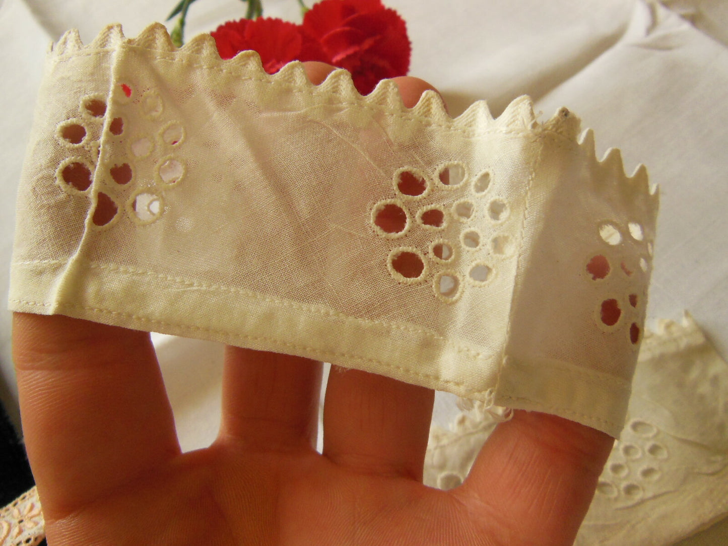 Paire d'emmanchure broderie dentelle ancienne theatre Chemisier T15-38