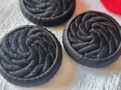 Trio boutons vintage en passementerie noir 2,9 cm ref 4900
