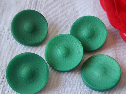 Lot 5 boutons vintage vert mat àpied métal 2,3 cm ref 482