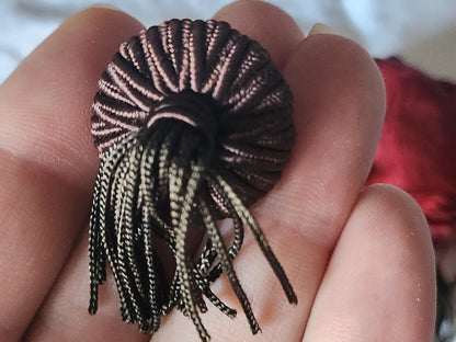 Lot 6 boutons anciens vintage passementerie marron pendant 2,5 cm ref 5768