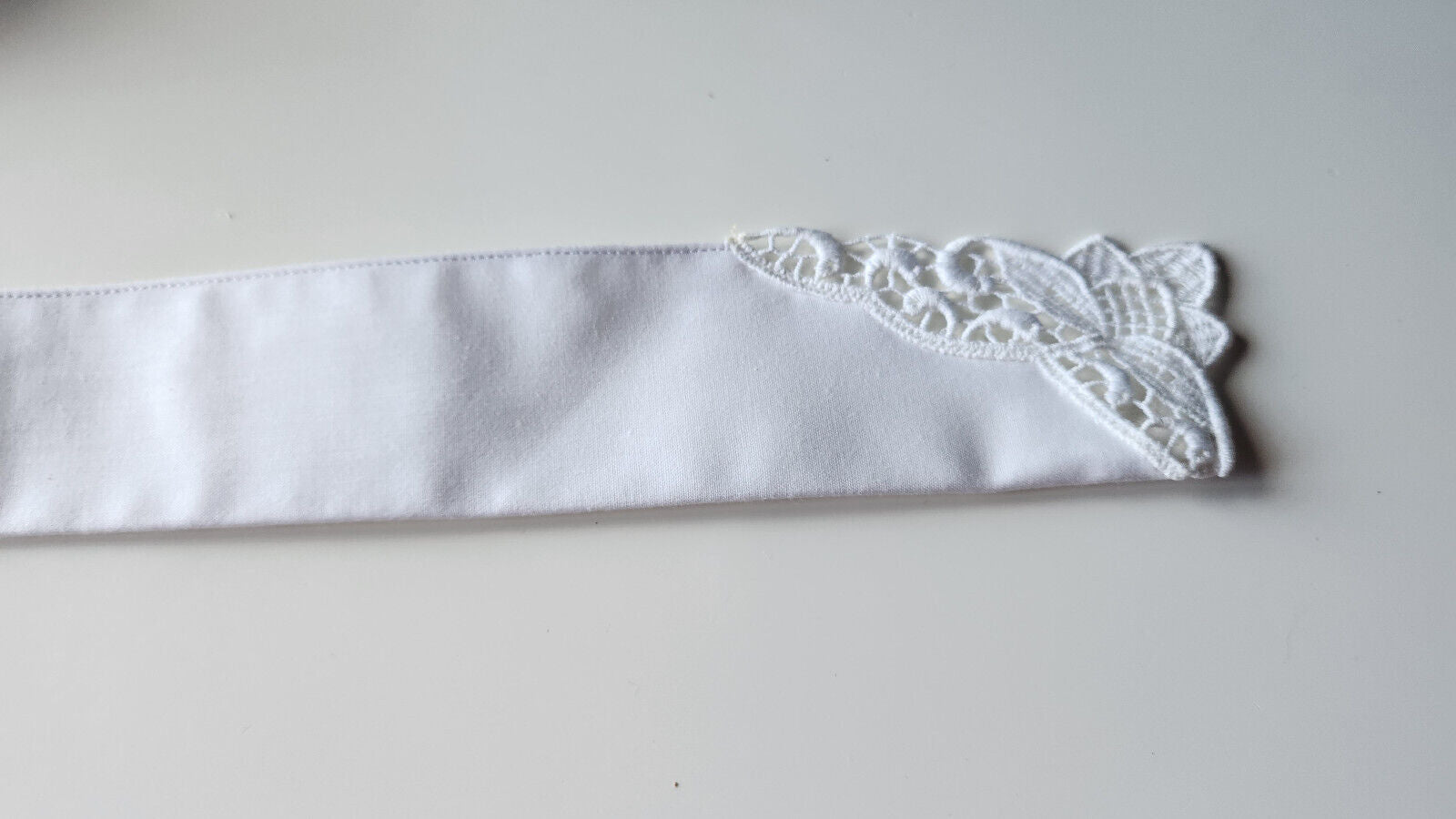 Ancien  col tissu blanc amovible dentelle  vintage  B7-40