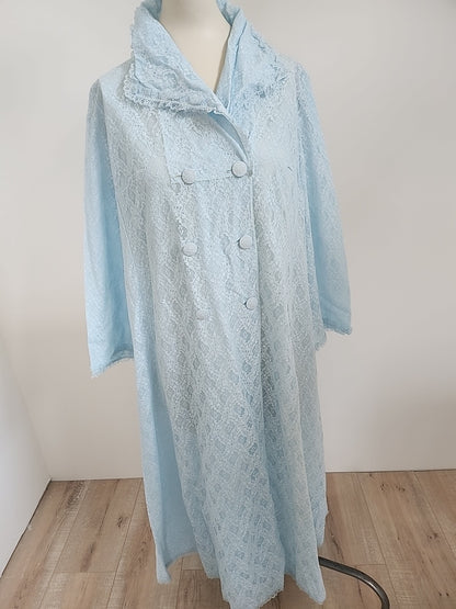 Pur vintage dessus déshabillé bleu dentelle froufrou T 40/42 ? ref portant